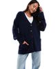 ASOS DESIGN ASOS DESIGN fisherman rib boyfriend cardigan in navy - 1