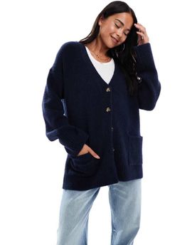 ASOS DESIGN ASOS DESIGN fisherman rib boyfriend cardigan in navy