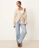 ASOS DESIGN ASOS DESIGN fisherman rib boyfriend cardigan in oatmeal-Neutral - 3