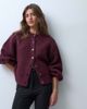 ASOS DESIGN ASOS DESIGN fisherman rib waisted cardigan with wool in plum-RED - 1