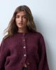 ASOS DESIGN ASOS DESIGN fisherman rib waisted cardigan with wool in plum-RED - 2