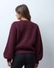 ASOS DESIGN ASOS DESIGN fisherman rib waisted cardigan with wool in plum-RED - 4