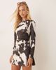 ASOS DESIGN ASOS DESIGN fit and flare long sleeve mini dress in cow print-Multi - 1
