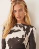 ASOS DESIGN ASOS DESIGN fit and flare long sleeve mini dress in cow print-Multi - 3