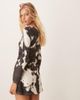 ASOS DESIGN ASOS DESIGN fit and flare long sleeve mini dress in cow print-Multi - 4