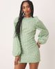 ASOS DESIGN ASOS DESIGN fit and flare mini dress with tie back detail in green gingham-Multi - 1