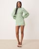 ASOS DESIGN ASOS DESIGN fit and flare mini dress with tie back detail in green gingham-Multi - 4