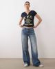 ASOS DESIGN ASOS DESIGN fitted v neck raglan sleeve T-shirt with NYC graphic in navy-Blue - 2