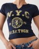 ASOS DESIGN ASOS DESIGN fitted v neck raglan sleeve T-shirt with NYC graphic in navy-Blue - 4