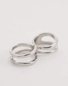 ASOS DESIGN ASOS DESIGN fixed double ring in silver tone