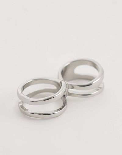 ASOS DESIGN ASOS DESIGN fixed double ring in silver tone