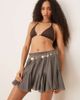 ASOS DESIGN ASOS DESIGN flare pleated beach mini skort in charcoal-Gray - 1