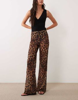 ASOS DESIGN ASOS DESIGN flared sheer mesh pants in leopard print-Multi