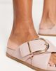ASOS DESIGN ASOS DESIGN Flash buckle cross vamp flat sandals in pink - 3