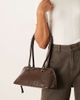 ASOS DESIGN ASOS DESIGN flat base bowler bag in chocolate croc-Red - 1
