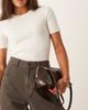 ASOS DESIGN ASOS DESIGN flat base bowler bag in chocolate croc-Red - 2