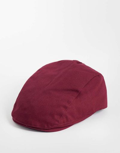 ASOS DESIGN ASOS DESIGN flat cap in burgundy-Red