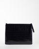 ASOS DESIGN ASOS DESIGN flat portfolio clutch bag in black croc - 1