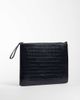 ASOS DESIGN ASOS DESIGN flat portfolio clutch bag in black croc - 4
