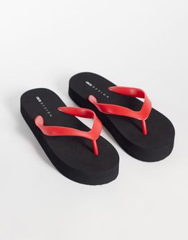 ASOS DESIGN ASOS DESIGN Flavio flip flops in black and red-Multi