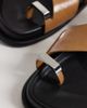 ASOS DESIGN ASOS DESIGN Fletcher footbed sandal with metal toe loop in camel-Green - 4