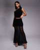 ASOS DESIGN ASOS DESIGN flocked fishtail maxi skirt in black dot-Multi - 1
