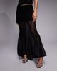 ASOS DESIGN ASOS DESIGN flocked fishtail maxi skirt in black dot-Multi - 3