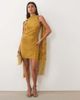 ASOS DESIGN ASOS DESIGN flocked floral mini dress with fringe scarf detail in olive-Green - 2