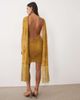 ASOS DESIGN ASOS DESIGN flocked floral mini dress with fringe scarf detail in olive-Green - 4