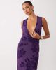 ASOS DESIGN ASOS DESIGN flocked mesh plunge neck gathered waist maxi dress in purple - 2