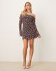ASOS DESIGN ASOS DESIGN flocked off the shoulder mini dress in brown - 1