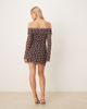 ASOS DESIGN ASOS DESIGN flocked off the shoulder mini dress in brown - 4