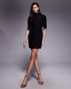 ASOS DESIGN ASOS DESIGN flocked polka dots cape mini dress in black - 1