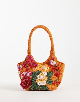 ASOS DESIGN ASOS DESIGN floral embellished bucket clutch bag in orange