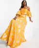 ASOS DESIGN ASOS DESIGN floral jacquard maxi lehenga skirt in apricot - part of a set-Orange - 4