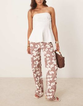 ASOS DESIGN ASOS DESIGN floral print dad jeans in rust-Brown