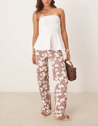 ASOS DESIGN ASOS DESIGN floral print dad jeans in rust-Brown