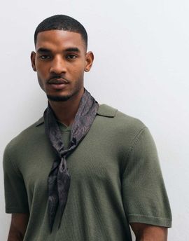 ASOS DESIGN ASOS DESIGN floral satin triangle neck scarf in brown