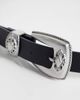 ASOS DESIGN ASOS DESIGN floral studded faux leather belt with silver buckle in black - 2