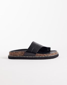 ASOS DESIGN ASOS DESIGN Floris toe loop flat sandals in black croc