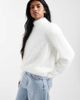 ASOS DESIGN ASOS DESIGN fluffy high neck extreme sleeve oversized sweater in cream-White - 1
