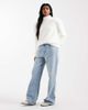 ASOS DESIGN ASOS DESIGN fluffy high neck extreme sleeve oversized sweater in cream-White - 3
