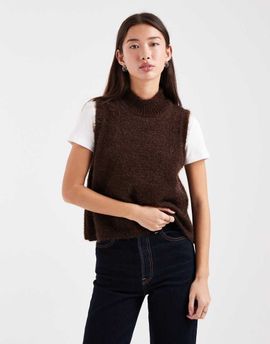 ASOS DESIGN ASOS DESIGN fluffy knit tank top with high neck in brown