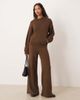 ASOS DESIGN ASOS DESIGN fluffy knit wide leg pants in chocolate brown - part of a set - 1