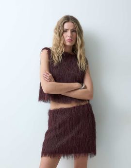 ASOS DESIGN ASOS DESIGN fluffy mini skirt in burgundy-RED