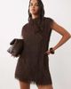 ASOS DESIGN ASOS DESIGN fluffy sleeveless funnel mini dress in chocolate-Brown - 1