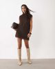 ASOS DESIGN ASOS DESIGN fluffy sleeveless funnel mini dress in chocolate-Brown - 2