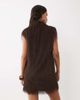 ASOS DESIGN ASOS DESIGN fluffy sleeveless funnel mini dress in chocolate-Brown - 4