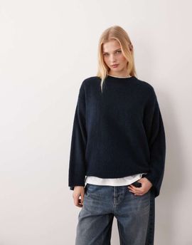 ASOS DESIGN ASOS DESIGN fluffy sweater with cape back in navy