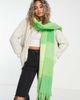 ASOS DESIGN ASOS DESIGN fluffy tassel scarf in green oversized check - 4